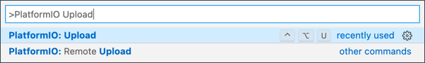 命令面板中的 PlatformIO 上传选项
